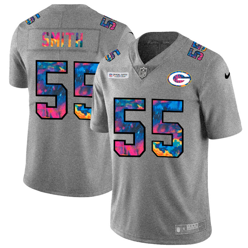 NFL Green Bay Packers #55 ZaDarius Smith Men Nike MultiColor 2020  Crucial Catch  Jersey Grey->green bay packers->NFL Jersey